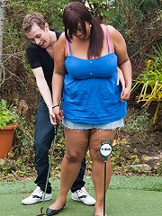 Super sweet looking black fattie seduced a golf coach with her smoking curves